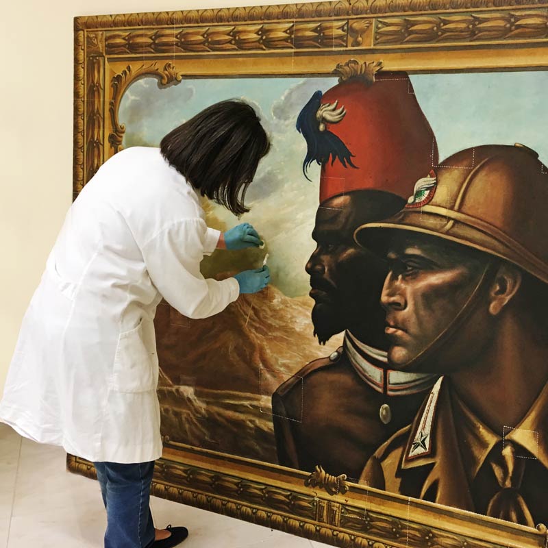 Naples – Restoration of a painting inside “Ogaden” Carabinieri station